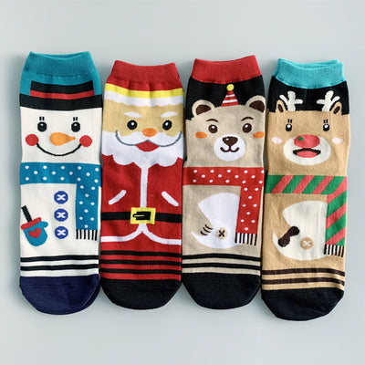 Calcetines Navideños de Algodón Rojo Multicolor para Otoño e Invierno - Image 4