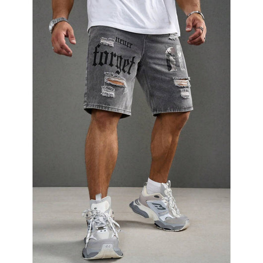 Shorts Estilo Vaquero con Estampado de Letras para Hombre - Image 5