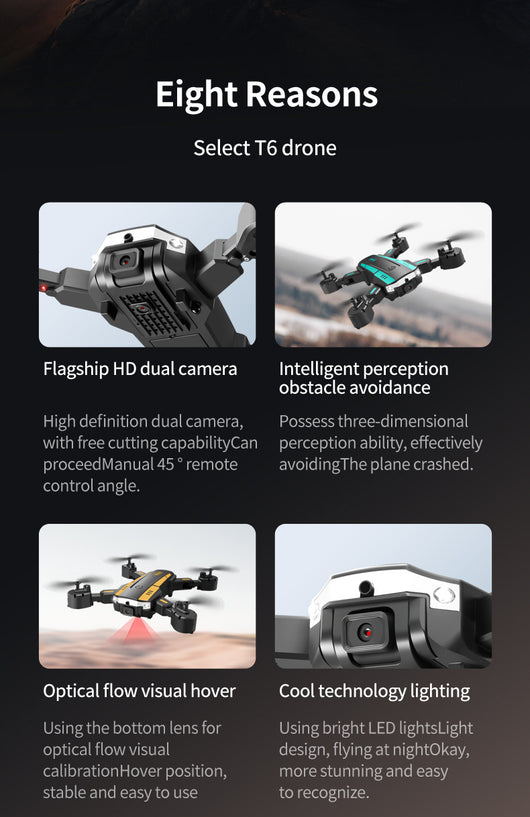 Dron Profesional T6 con Cámara HD - Cuadricóptero Plegable de Control Remoto - Image 12