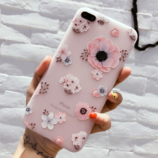 Funda Protectora TPU Blanca Mate con Relieve de Aves y Flores - Image 4