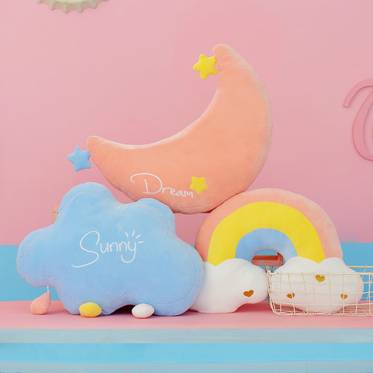 Peluches Nubes Arcoíris y Luna - Juguetes Suaves para Niños