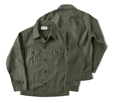 Camisa de Trabajo Algodón Satinado Verde Oliva para Hombre - Image 16