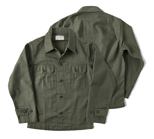 Camisa de Trabajo Algodón Satinado Verde Oliva para Hombre - Image 16
