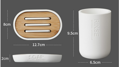 Set de 4 Piezas de Accesorios de Baño en Resina - Dispensador, Porta Cepillos y Vaso - Image 9