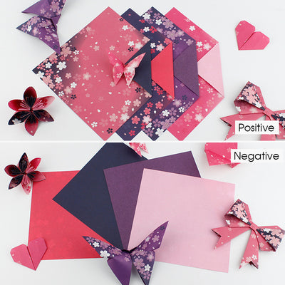 Papel Origami Reversible Bicolor con Estampado Floral Japonés - Image 9