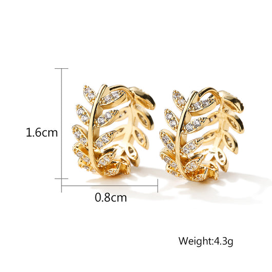 Aretes Diseño Coreano con Zirconia Incrustada - Forma de Hoja Elegante - Image 10