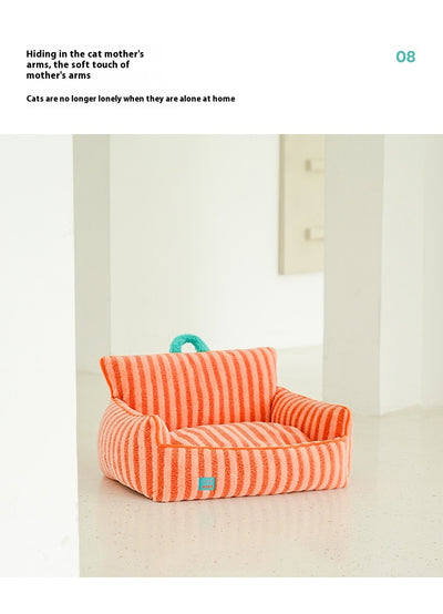Cama Térmica para Mascotas de Rayas - Cómoda en Todas las Estaciones con Funda Lavable - Image 21