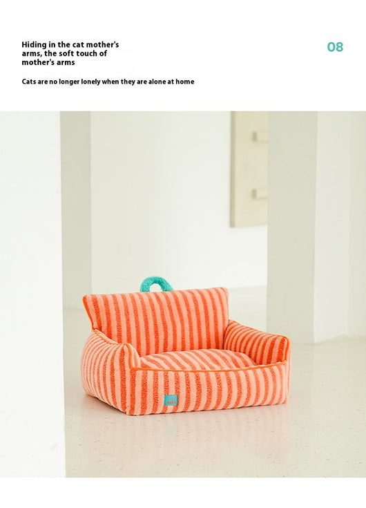 Cama Térmica para Mascotas de Rayas - Cómoda en Todas las Estaciones con Funda Lavable - Image 21