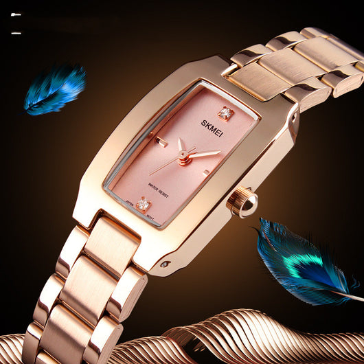 Reloj Elegante para Mujer con Diamantes y Correa de Acero Dorado - Image 7