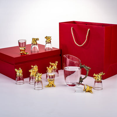 Juego de Copas de Vino Cristal con Cabeza de Bestia Zodiacal - Image 8