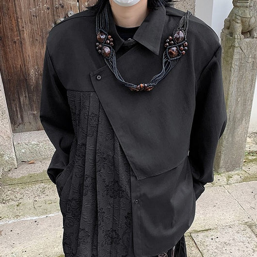 Camisa Plisada Primavera para Hombre - Diseño Moderno