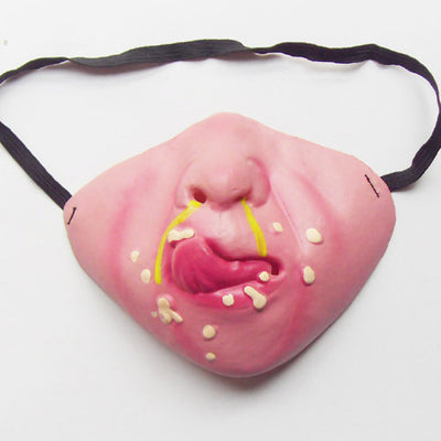 Funny grotesque mask with a large nose, yellow teeth, a cigar, stubble, and stitches on the cheek. - Image 21