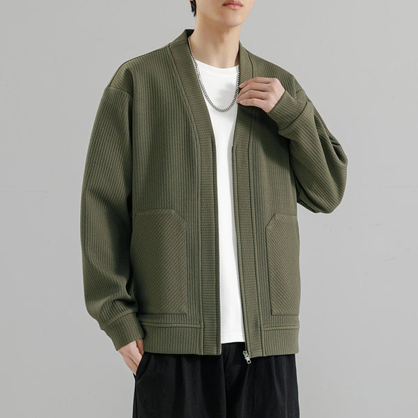 Cardigan Tipo Chaqueta Talla Grande para Hombre - Cierre de Cremallera
