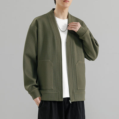 Cardigan Tipo Chaqueta Talla Grande para Hombre - Cierre de Cremallera - Image 2