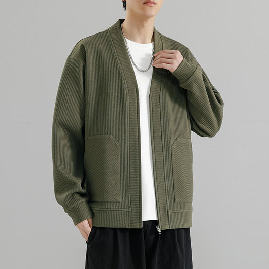 Cardigan Tipo Chaqueta Talla Grande para Hombre - Cierre de Cremallera - Image 2