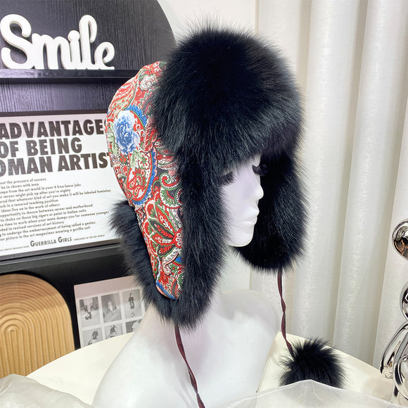 Gorro Ushanka con Orejas de Pelaje de Zorro Estilo Coreano