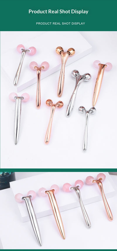 Rodillo de Cuarzo Rosa y Jade con Incrustaciones de Diamante 3D para Masaje Facial - Image 16