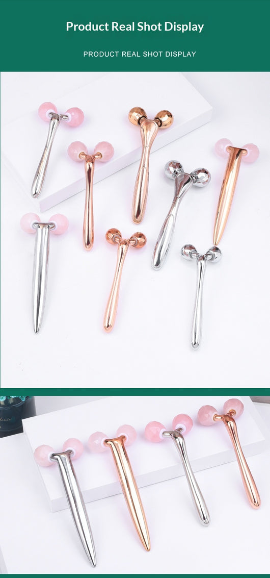 Rodillo de Cuarzo Rosa y Jade con Incrustaciones de Diamante 3D para Masaje Facial - Image 16