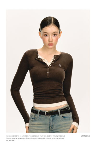 Camiseta Manga Larga Slim-fit con Cuello Falso Tejido Doble Capa - Image 22