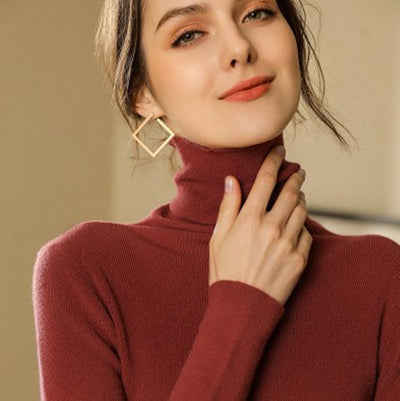 Suéter de Cuello Alto en Cashmere para Mujer Ajustado y Corto - Image 25