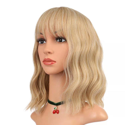 Peluca Ondulada con Flequillo Aéreo - Cabello Humano Artificial Estilo Onda Pequeña - Image 6