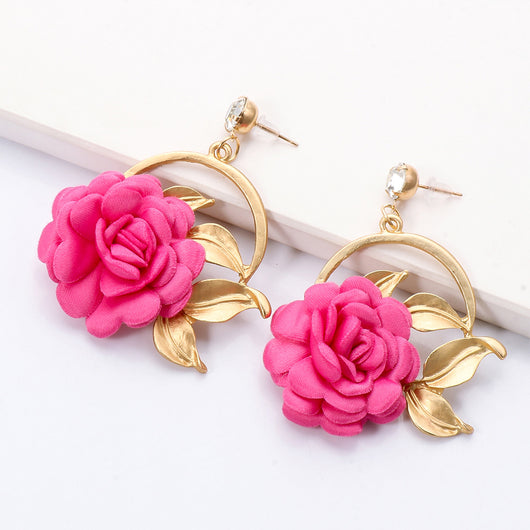 Aretes Colgantes de Tela Floral - Image 15