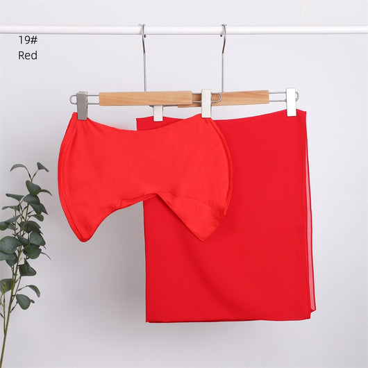 Pañuelo Modal Transpirable de Color Sólido con Gorro Integrado en Chiffon Perla - Image 21