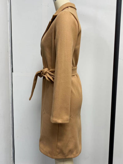 Abrigo de Lana para Mujer Cuello Polo Manga Larga Color Sólido Otoño Invierno - Image 38