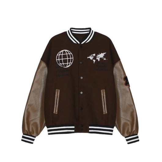 Chaqueta de Cuero PU con Bordado y Contraste de Colores Unisex - Image 6