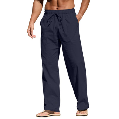 Pantalones de Playa para Hombre en Algodón y Lino con Cintura Elástica - Image 12