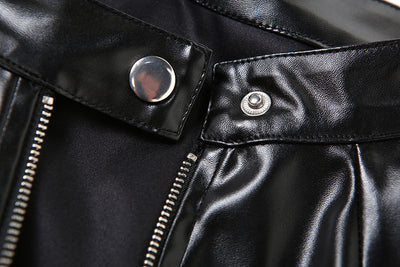 Chaqueta de Cuero PU Slim Fit Cuello Redondo para Motociclista - Image 41