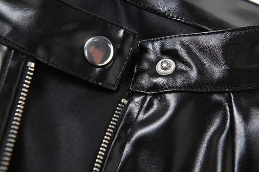 Chaqueta de Cuero PU Slim Fit Cuello Redondo para Motociclista - Image 41