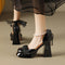 Zapatos Mary Jane de Cuero Real con Tacón Grueso y Plataforma para Mujer