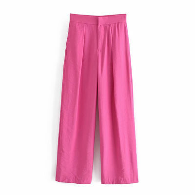 Pantalones Rectos Talle Alto de Color Liso - Cómodos y Versátiles - Image 13