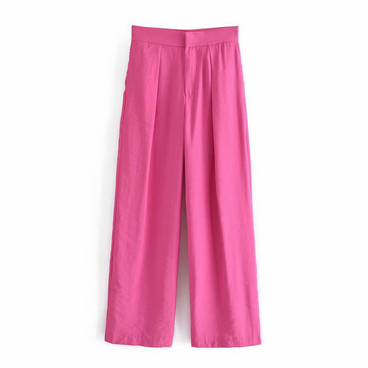Pantalones Rectos Talle Alto de Color Liso - Cómodos y Versátiles - Image 13
