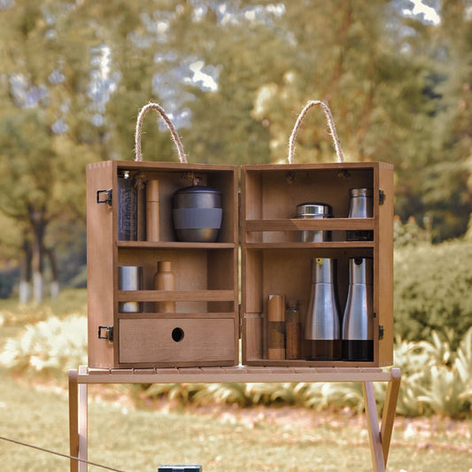 Organizador de Herramientas para Asador de Madera Tipo Maletín