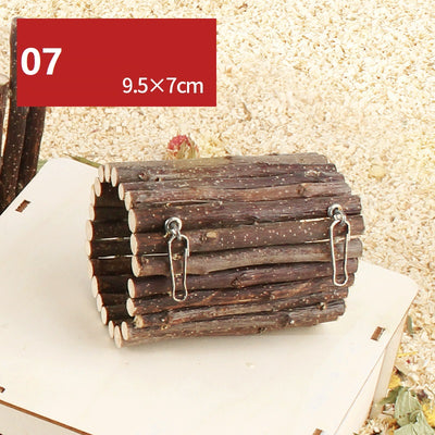 Plataforma de Madera Natural con Columpio y Cerca para Hámster - Image 8