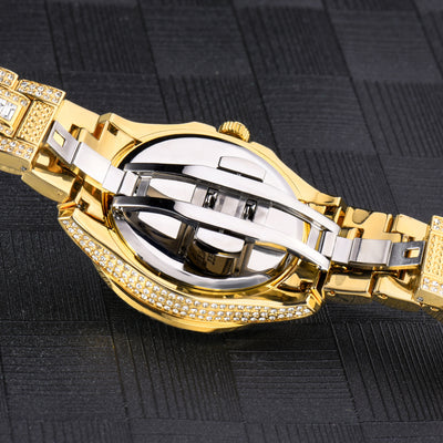 Reloj de Negocios Elegante Doble Calendario con Diamantes y Movimiento de Cuarzo - Image 8