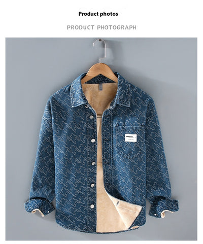 Camisa de Mezclilla Casual con Forro Polar y Estampado Floral - Image 11