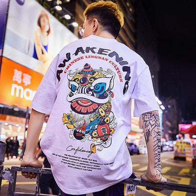 Camiseta Hip Hop Suelta Verano Unisex Estilo León Despierto - Outfit de Pareja - Image 15