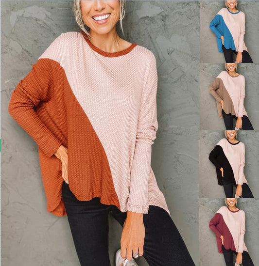 Blusa Suelta de Colores Primavera con Cortes Laterales y Mangas Largas