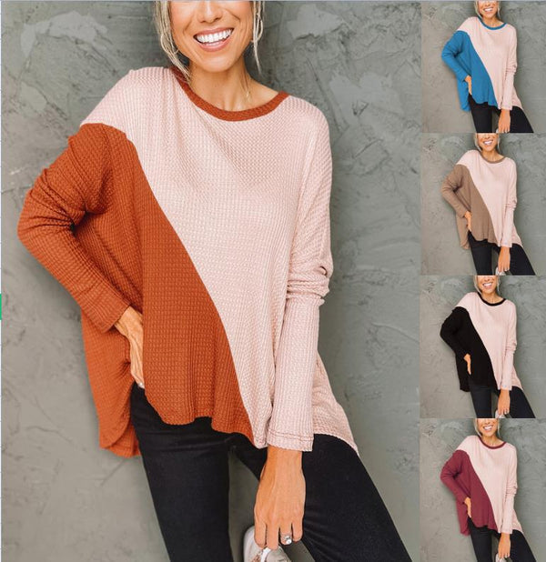 Blusa Suelta de Colores Primavera con Cortes Laterales y Mangas Largas