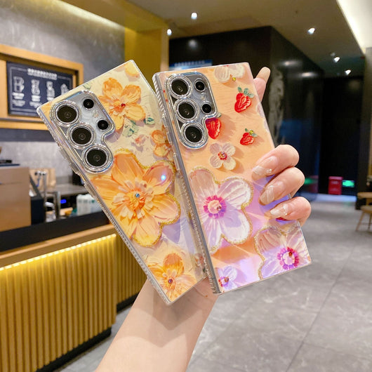 Funda para Celular con Diseño Floral de Diamantes y Protección de Lente - Image 24