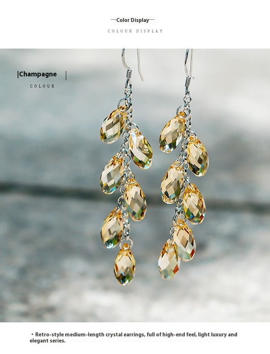 Aretes de Cristal con Aguja de Plata - Cortina de Cuentas Brillante - Image 7