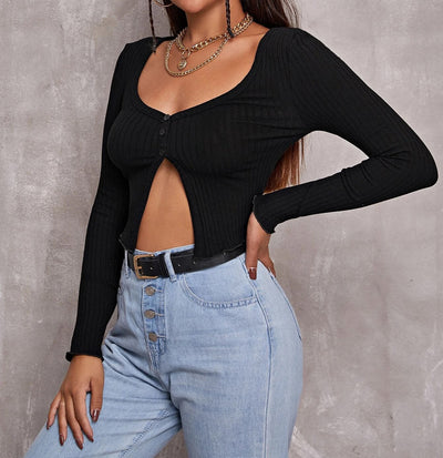 Cardigan Corto Tejido con Botones - Top Elegante para Mujer - Image 10