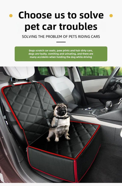 Black quilted pet car seat booster with adjustable straps and a leash attachment, designed for front seat use. - Image 11