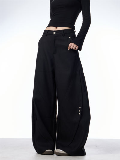 Pantalones Anchos de Tiro Alto con Costura Decorativa para Mujer - Image 6