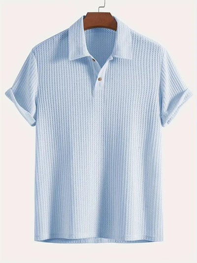 Camisa Casual de Punto Rombo con Solapa - Corte Holgado Manga Corta Hombre - Image 20