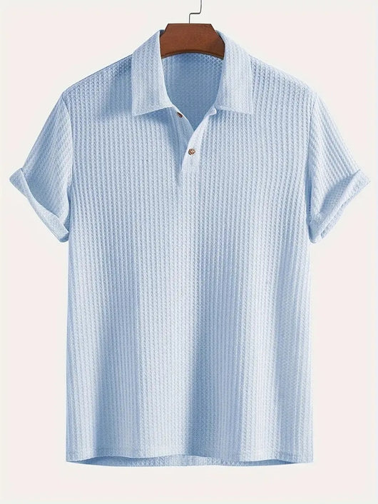 Camisa Casual de Punto Rombo con Solapa - Corte Holgado Manga Corta Hombre - Image 20