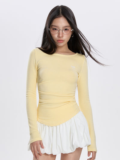 Blusa Plisada Cuello Redondo Manga Larga Versátil para Primavera - Image 12